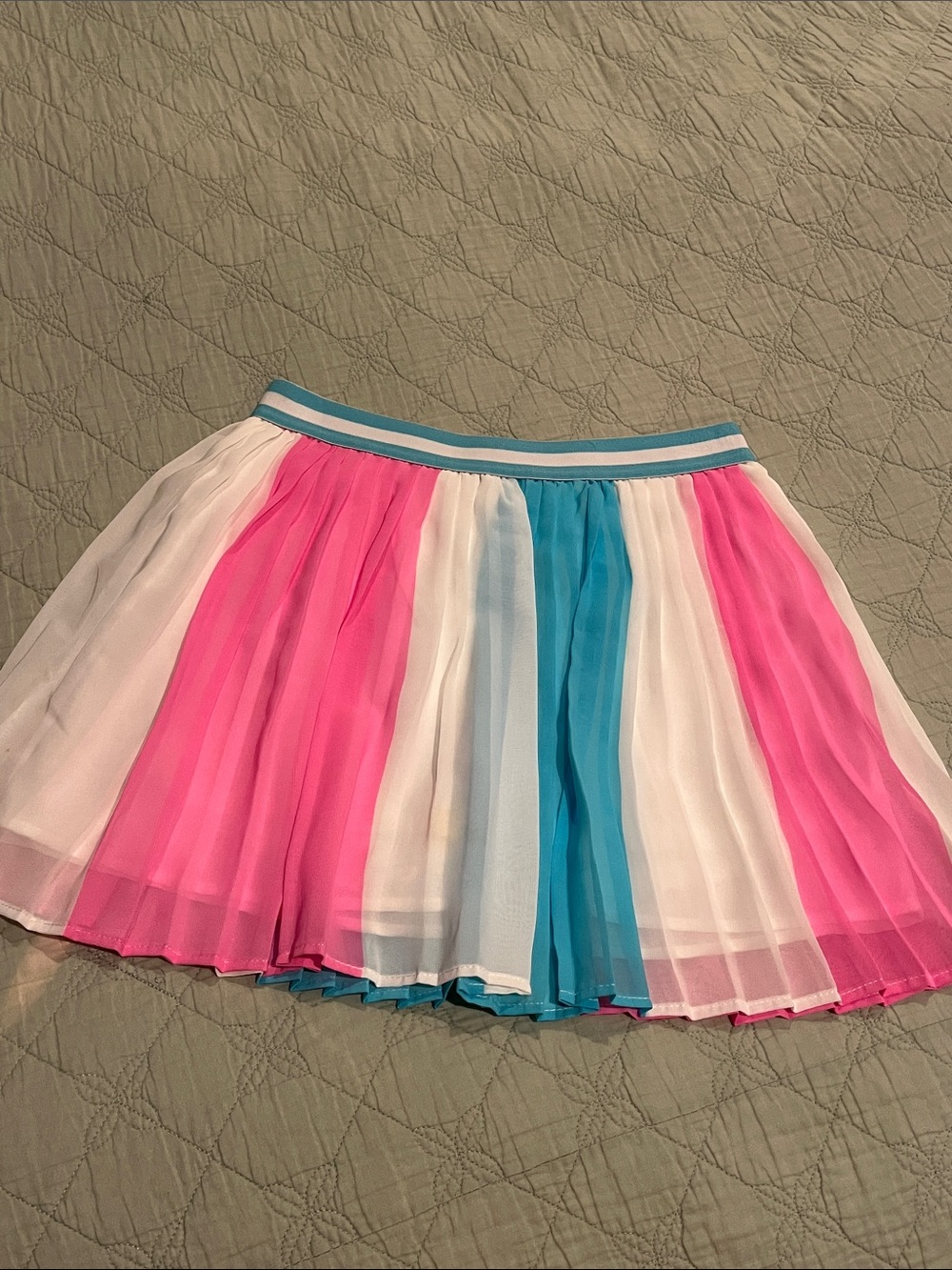 JoJo Siwa Pink, White & Blue Colorblock Pleated Skirt